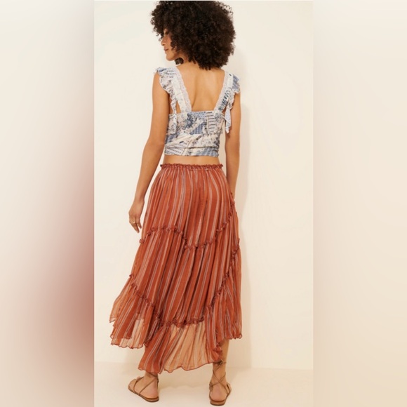 Free People One ember stripe midi skirt sz M - Picture 2 of 8